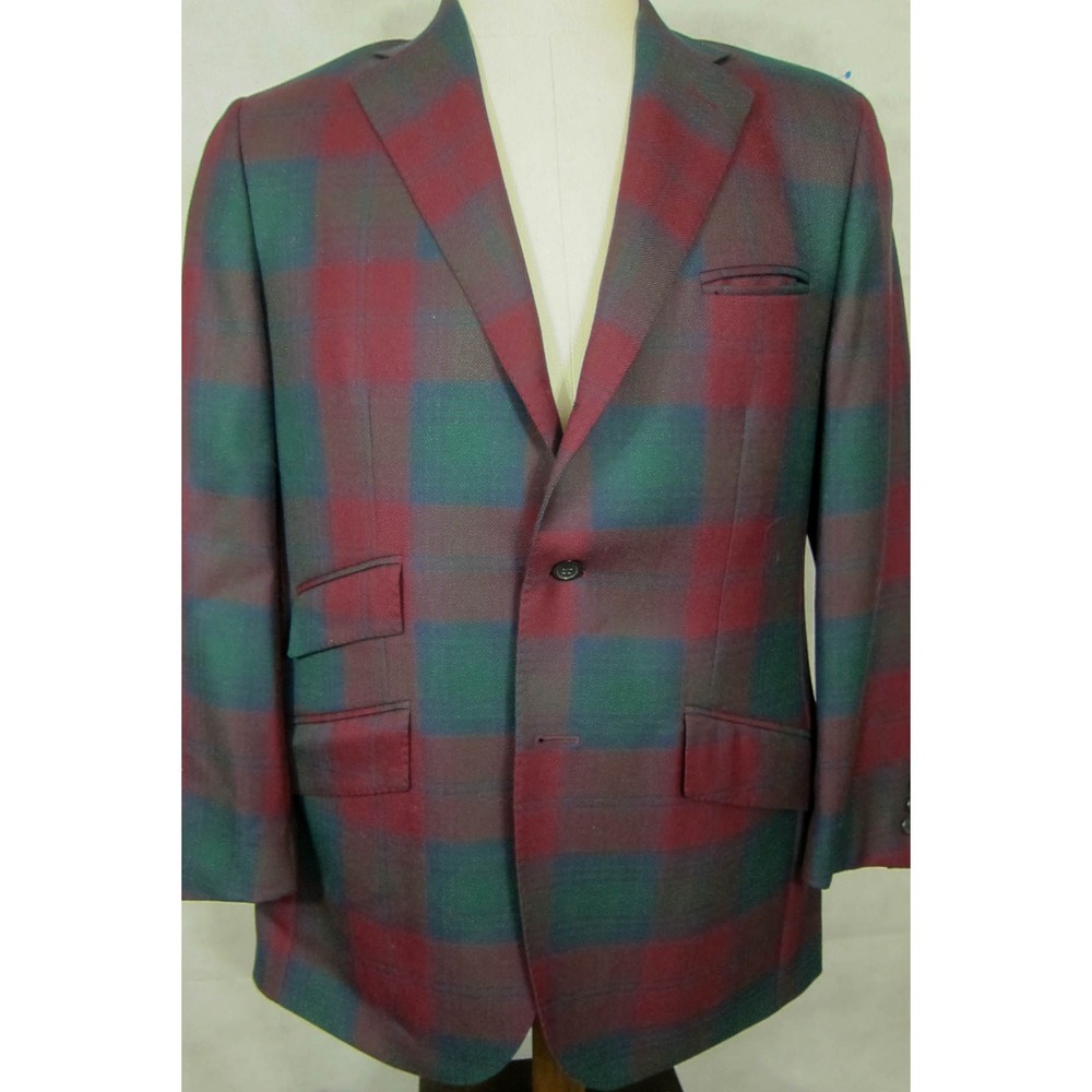 NEW $1395 Ralph Lauren Polo Red Green Blue Plaid Made in Italy Sport Coat 41R
